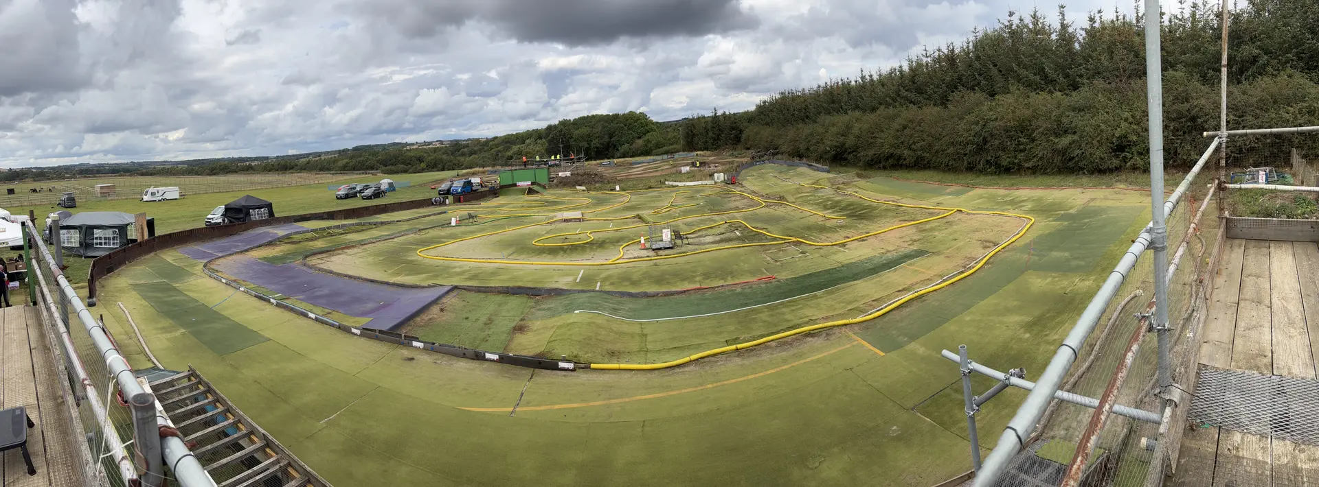 Panoramic view across the astro circuit from the elevated drivers’ rostrum
